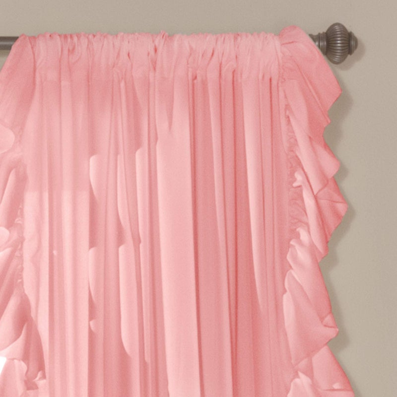 Lush Decor Reyna Ruffle Window Curtain Panel Set, Pair, 54" W x 84" L, Pink - Flowy Curtain Set - Romantic Ruffle Curtains for Bedroom, Living room, or Dining Room - Farmhouse & Cottage Home Decor - Image 2